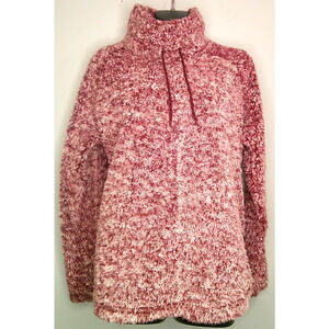 Lee Riders Women's Large Burgandy Sherpa Long Sleeve Pullover Funnel Neck